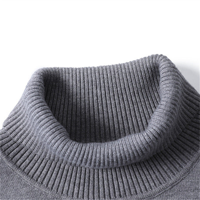 Herren Winter Rollkragenpullover, dick, lässig, einfarbig