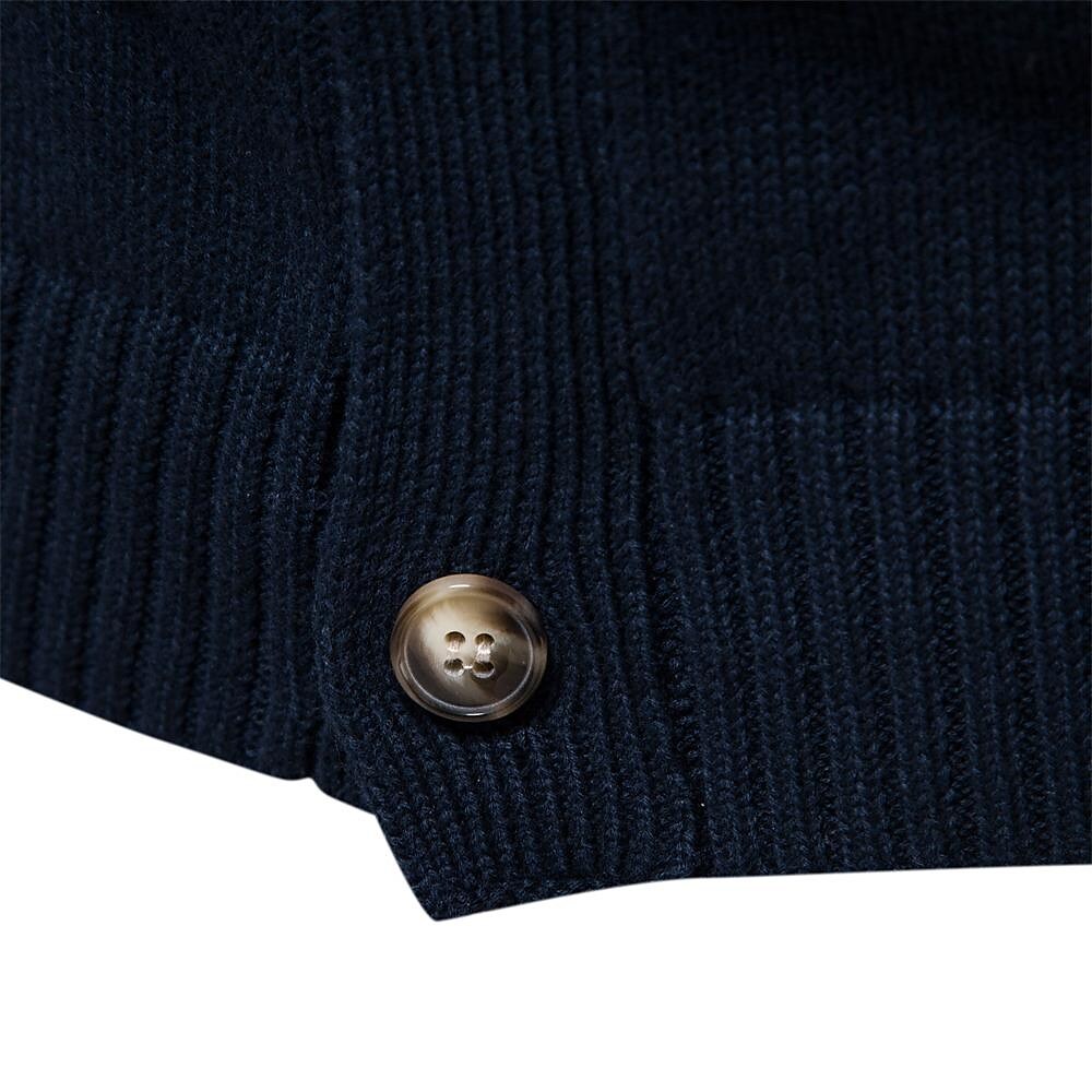 Cardigan torsadé en coton à col montant et rayures contrastantes pour homme