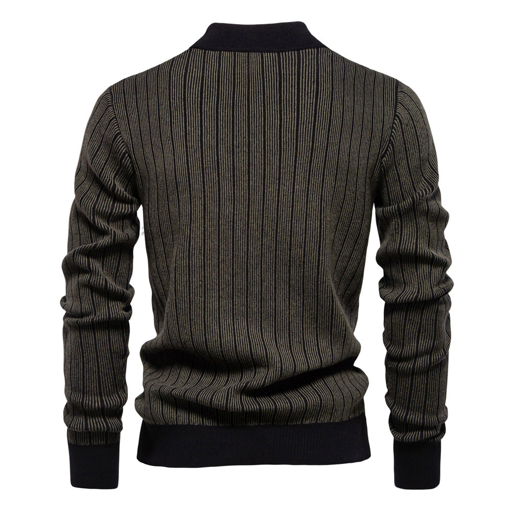 Pull en tricot rayé à col montant pour homme