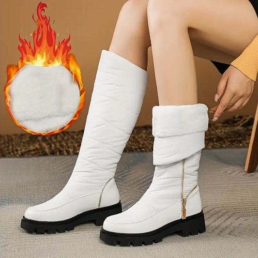 Bottes d'hiver imperméables pour femme - Bottes de neige épaisses et isolées avec semelle en caoutchouc antidérapante