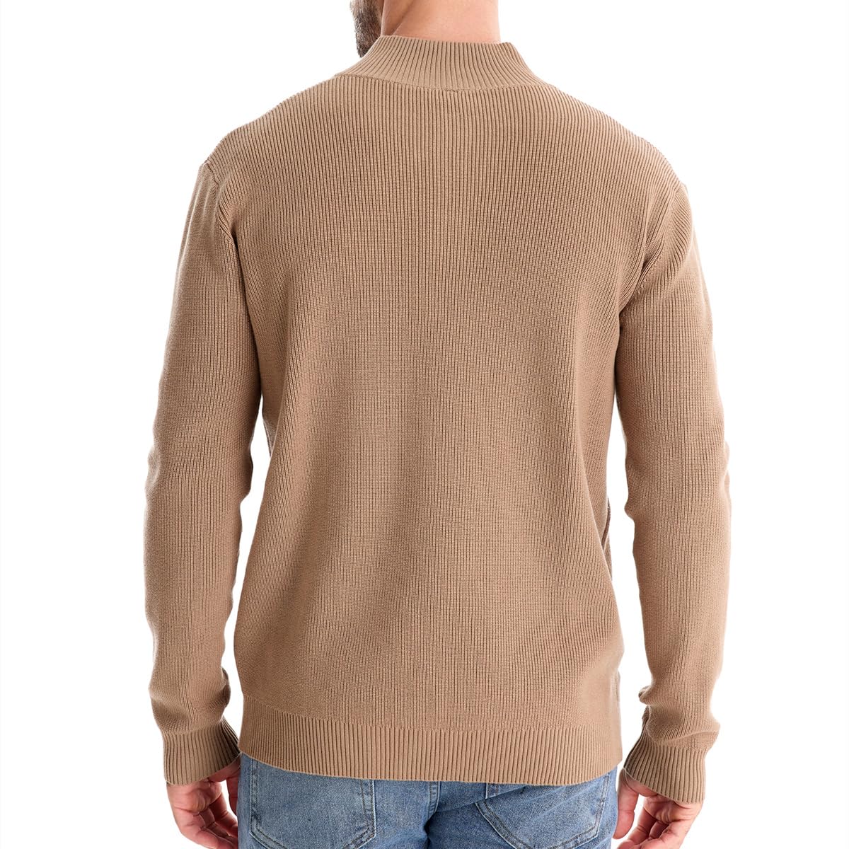 Pull en coton à col montant et boutons pour homme
