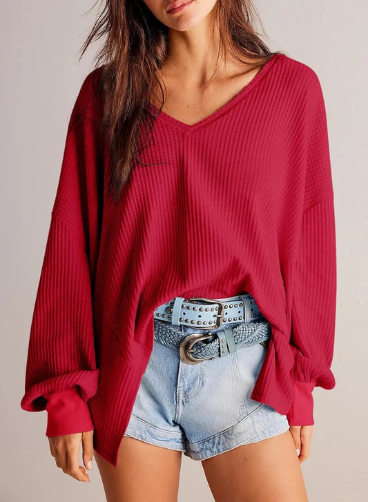 🔥Soldes de début d'automne -69 % DE RÉDUCTION Aujourd'hui🔥Hauts en tricot gaufré pour femme Manches longues lanterne Chemisiers décontractés