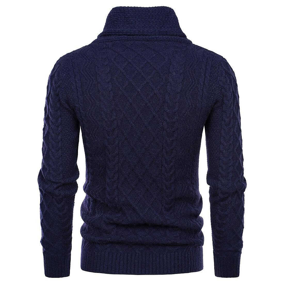 Pull Décontracté Homme Col Châle en Maille Torsadée Coupe Slim Manches Longues